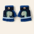 thumbnail image 2 of Zwiiyzr Dinosaur Cartoon Convertible Flip Top Gloves Toddler Kids Winter Wool Knit Fingerless Gloves with Mitten Cover for Girls Boys Blue, 2 of 3