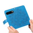thumbnail image 6 of For Google Pixel 9 Pro 6.3" Seven Petal Flower Embossed Strong Magnetic Attachment/Closure, Card Slots/Pocket, PU Leather Flip Wallet Case With Hanging Rope,Blue,For Google Pixel 9 Pro, 6 of 8