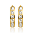 thumbnail image 5 of 14K Solid Yellow Gold Cubic Zirconia CZ Huggie Small Hoop Earrings, 5 of 10