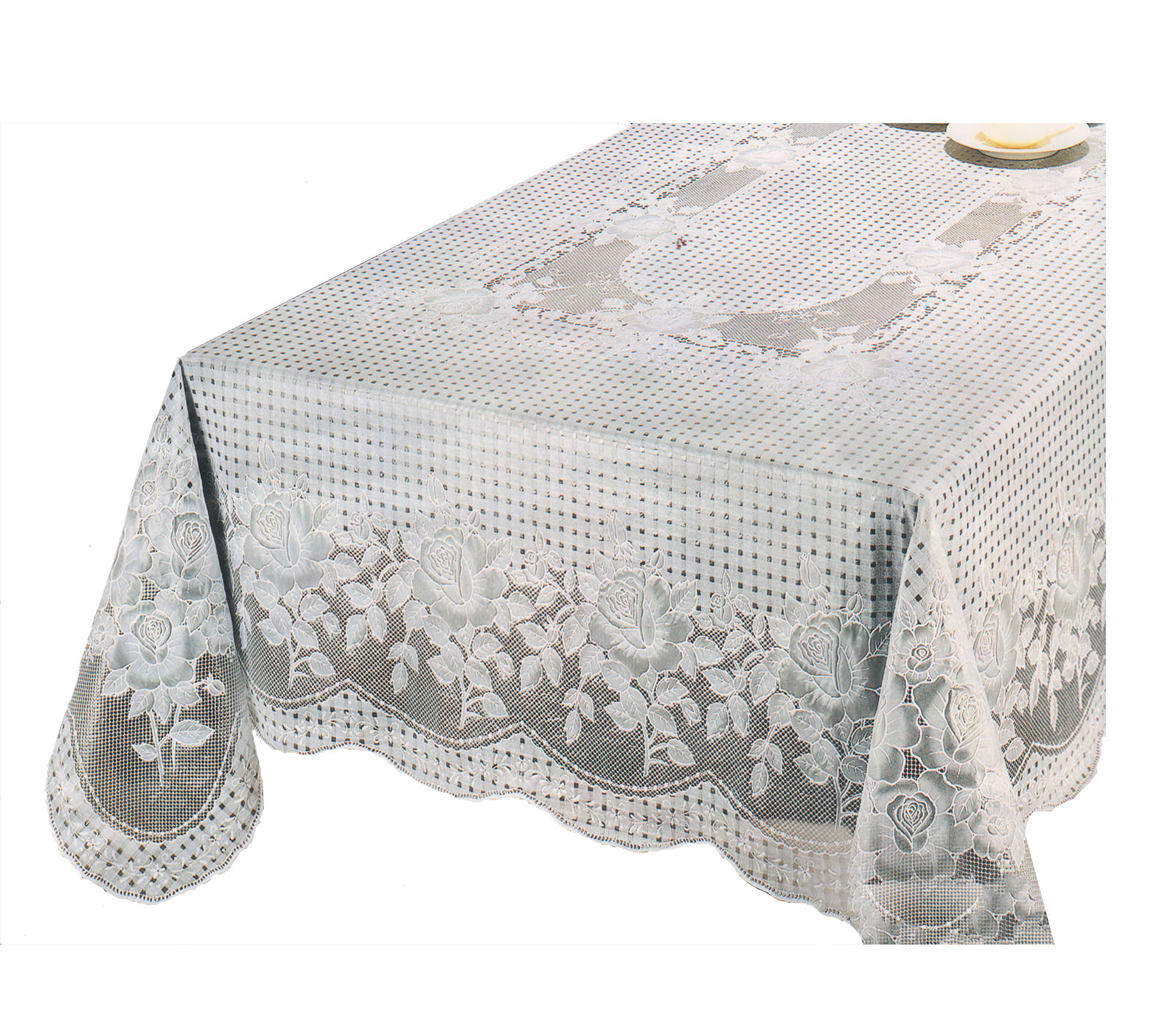 RJ Quality Product Vinyl Crochet Tablecloth White 