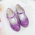 thumbnail image 5 of Quealent Girls Dress Shoes Wedding Party Heel Mary Jane Princess Flower Shoes (Toddler/Little Kid/Big Kid) Purple for Size 12.5, 5 of 6