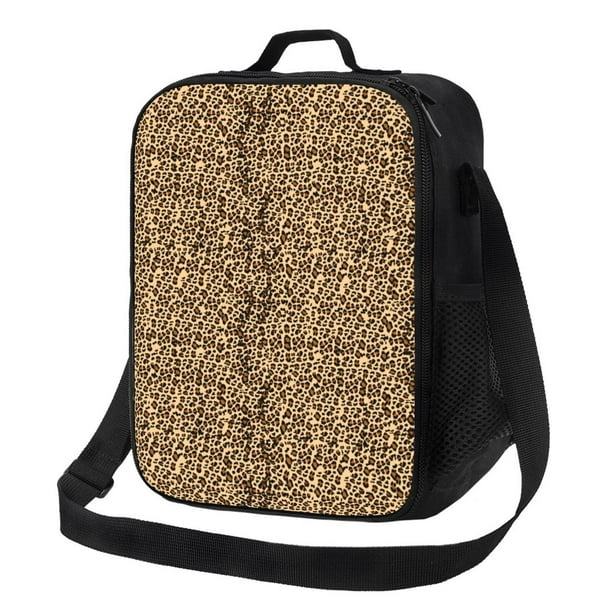 Disketp Leopard Print Brown Bolsa Térmica Estampada para Almuerzo, Lonchera para Hombres y Mujeres Adultos