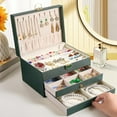 thumbnail image 5 of Jewelry Box with Organizer Drawer, 3-Layer Jewelry Organizer box for Rings Earrings Necklace Bracelets jewelry boxes, Gift for Women Girls (Green), 5 of 7