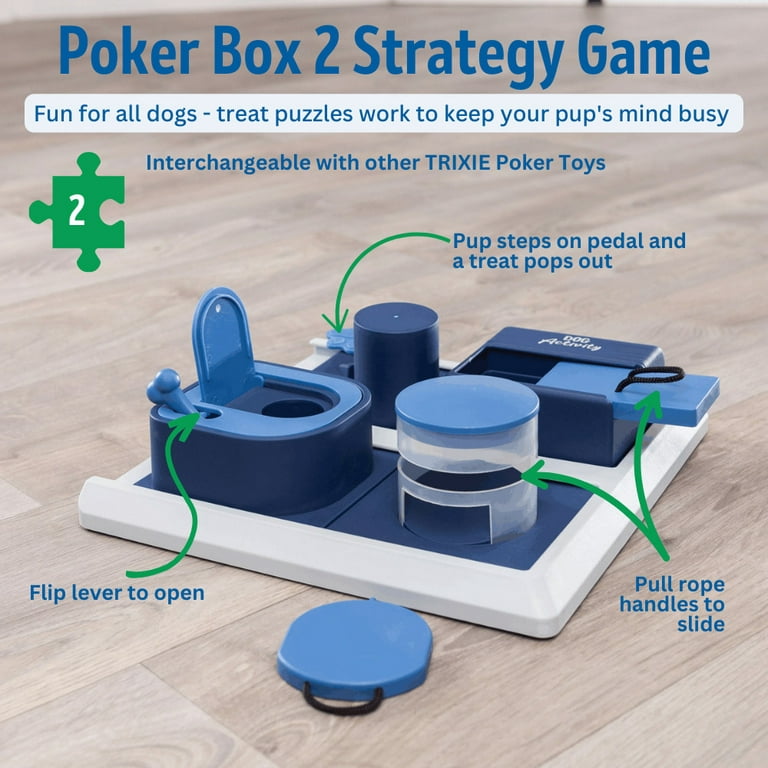 TRIXIE Dog Activity Poker Box 2 Strategy Game, Level 2 Dog Puzzle Toy,  Treat Dispenser 