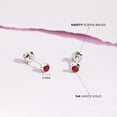 thumbnail image 4 of Bezel Set Simulated Garnet Toddler Screw Back Earrings 14k White Gold, 4 of 6