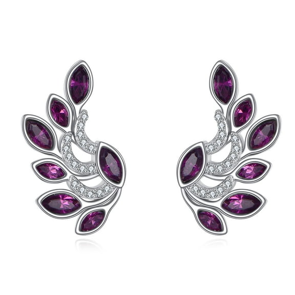 Amethyst Ear Climber Earrings Sterling Silver Stud Crawler Earrings for Women Birthday Gifts