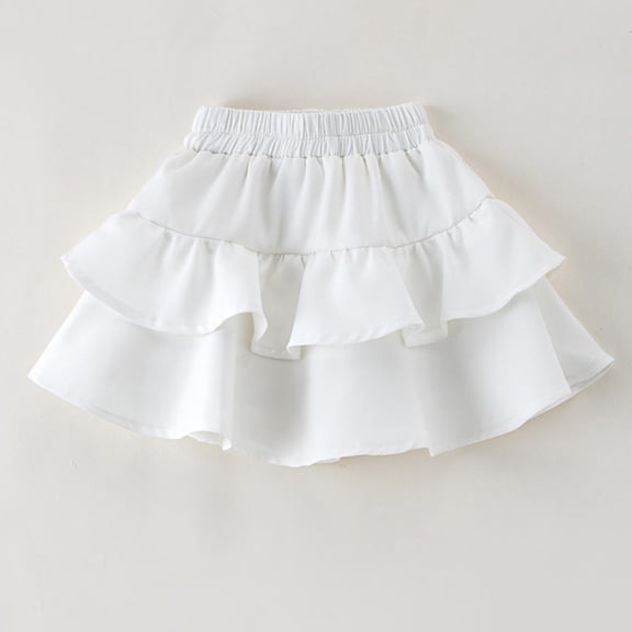 hengsof Tiered Ruffle Elastic Waist Skirt for Girls, Flared A-Line Casual Skirt, Comfort Fit Play Skirt for Everyday, Size 3-14 Years