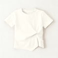 thumbnail image 5 of Fnooota Girls Cotton T-shirts, Short Sleeve Casual Pleated Crew Neck Summer Tops White Size 1-2T, 5 of 5