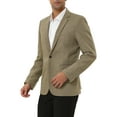 thumbnail image 4 of INSPIRE CHIC Men's Casual Plaid Sports Coat Notched Lapel Button Houndstooth Blazer L Khaki, 4 of 6
