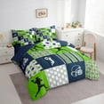 thumbnail image 3 of Feelyou American Rugby Bedding Comforter Set 7pcs for Kids, Green Blue Buffalo Geometric Queen Bedding Sets, Sport Player Reversible Queen Sheet Sets, Ultra Soft Home Decor, 3 of 7