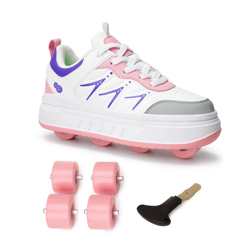 KOFUBOKE Roller Skate Shoes & Unisex Sneakers with 4 Wheels for Outdoor Sports Activities