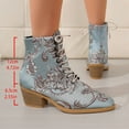 thumbnail image 4 of Womens Ankle Boots Elegant Floral Embroidery Stacked Heel Lace up High Top Pointed Toe Dressy Fall Booties, 4 of 7