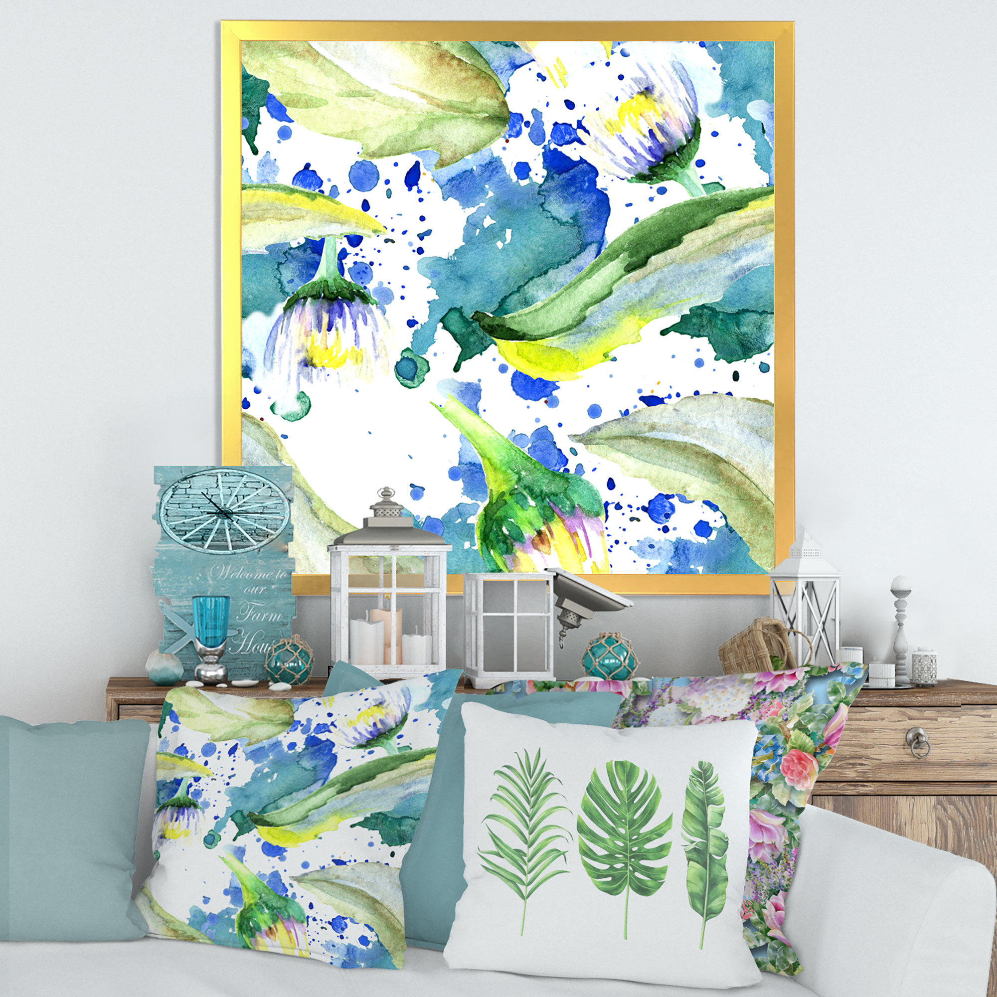 Designart 'Aquarelle Impression of Daisy Flowers I' Traditional Framed Art Print