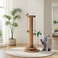 thumbnail image 4 of Function Cat Scratching Post and Interactive Feather Teaser Wand with Natural Wood Base and Durable Sisal Material, 4 of 4