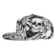 thumbnail image 3 of Daiia Skull and palm leaves print Flat Bill Hats Flat Brim Trucker Cap Baseball Cap Adjustable Classic Low Profile Hat Unconstructed Plain Cap, 3 of 9
