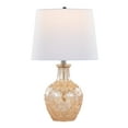 thumbnail image 3 of 20.5" Champagne Glass Table Lamp w/ Patterned Base & Off-White Linen Shades (Set of 2), 3 of 5