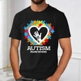 thumbnail image 4 of Autism Awareness Shirt Men: Autism Acceptance T Shirt Autism Support Inspirational Short Sleeve Tee Tops(Black,L), 4 of 5