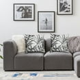 thumbnail image 2 of Pack of 2 Decorative Square Throw Pillow Cases, Pillow Covers for Couch Sofa Bed Living Room,Leaves Pattern,Grey Gold Cream, 2 of 7