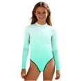 thumbnail image 1 of Swimsuit for Girls, Long Sleeve One Piece Rashguard, Solid Color Beach Vacation Swimsuit for Kids 2-13 Years, 1 of 7