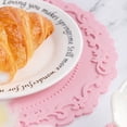 thumbnail image 4 of 2 pieces of silicone placemats Nordic retro embossed lace bowl mats teacups mats - pink, 4 of 5