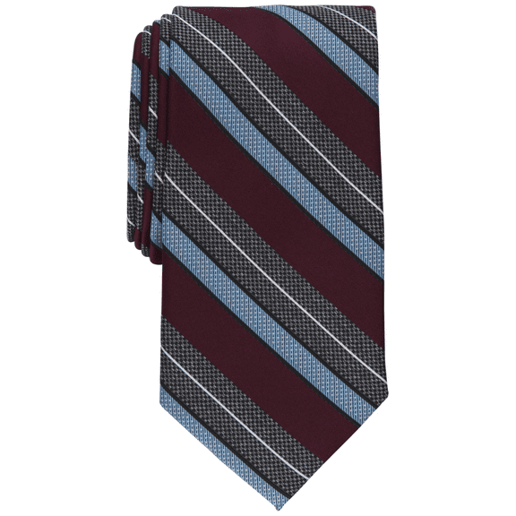 Perry Ellis Mens Tie Necktie One Size Burgundy Red Covington Stripe
