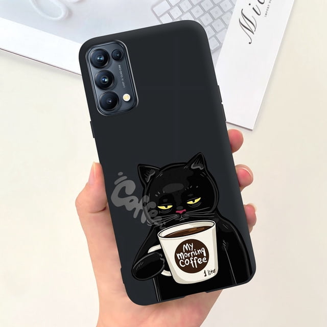 For OPPO Reno5 Pro 5G 4G Reno5 Phone Case Reno 5 5Pro CPH2201 CPH2145 Cute Cat Cartoon Candy Color Soft Silicone TPU Back Cover 21 Reno5 4G