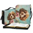 thumbnail image 3 of chsmod Poodle Flower Print Bible Covers for Women PU Leather Bible Case Lightweight Bible Protective Carrier with Adjustable Shoulder Strap Multifunctional Bible Study Tools Christian Tote Bag, XL, 3 of 7