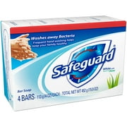 Safeguard Antibacterial Soap, White with Touch of Aloe 4 oz Bars, 4ea