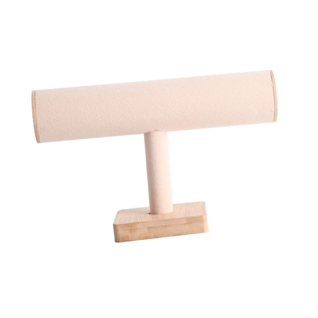 Soporte para exhibir pulseras, organizador de brazaletes, almacenamiento de joyas de madera, accesorios para fotografía Beige