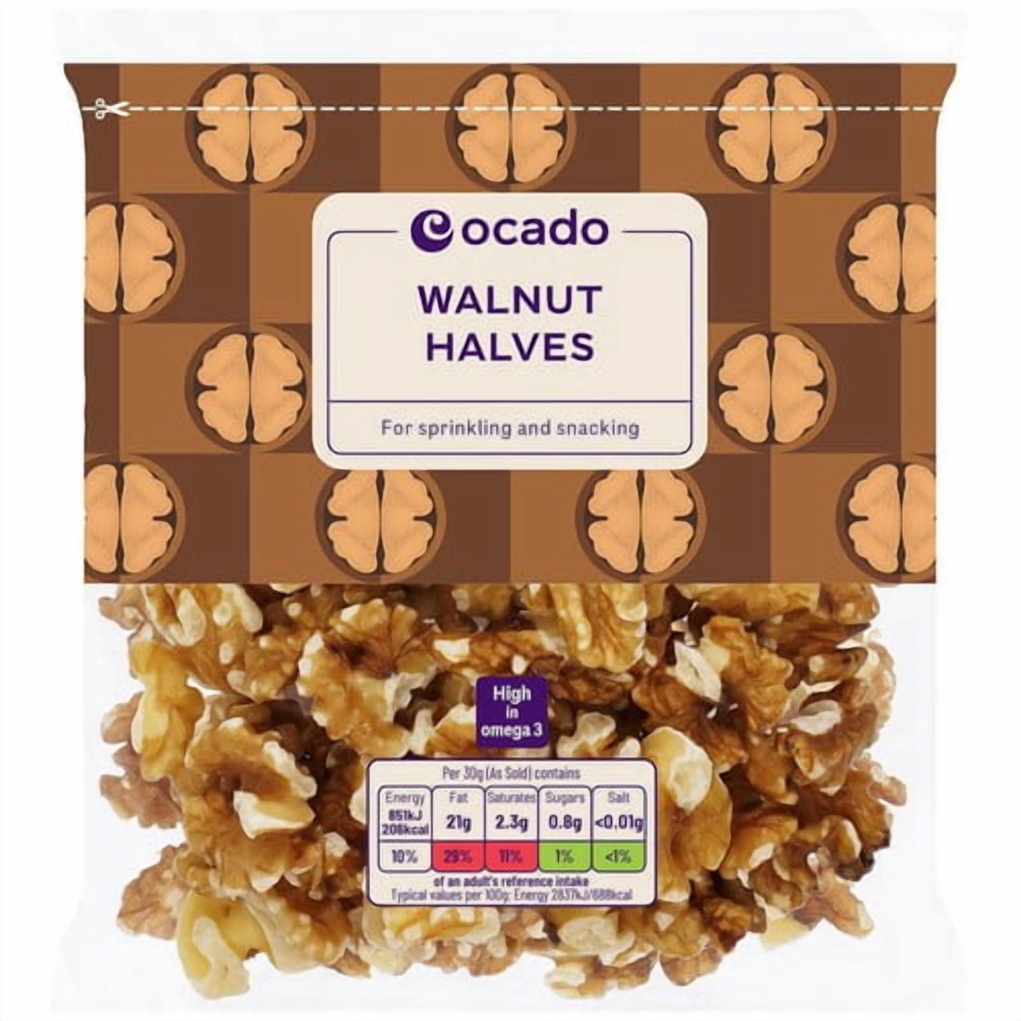 Ocado Walnut Halves 200g, British Import (Pack of 3)