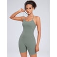 thumbnail image 5 of AGONVIN Women's Workout Spaghetti Strap Rompers Shorts Tummy Control One Piece Jumpsuit Matcha Green S, 5 of 7