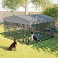thumbnail image 6 of LZBEITEM 10 x 10 ft ( 118" x 118" x 71" ) Outdoor Dog Kennel Outside Large Heavy Duty Shade Dog Pen Playpen Pet Dog Enclosure Crate Dog Run House with UV & Waterproof Cover, 6 of 10
