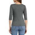 thumbnail image 3 of INSPIRE CHIC Women's Tops Elbow Sleeves Boat Neck Slim Fit Classic Casual Tee Shirt Dark Gray S, 3 of 6