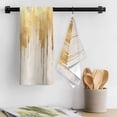thumbnail image 3 of Modern Gold Kitchen Towel Dish Cloths Set of 3, Microfiber Soft Kitchen Hand Towels, Abstract Minimalist Grunge Art Color Block Absorbent Quick Drying Dishcloths 18 x 28 Inches, 3 of 8