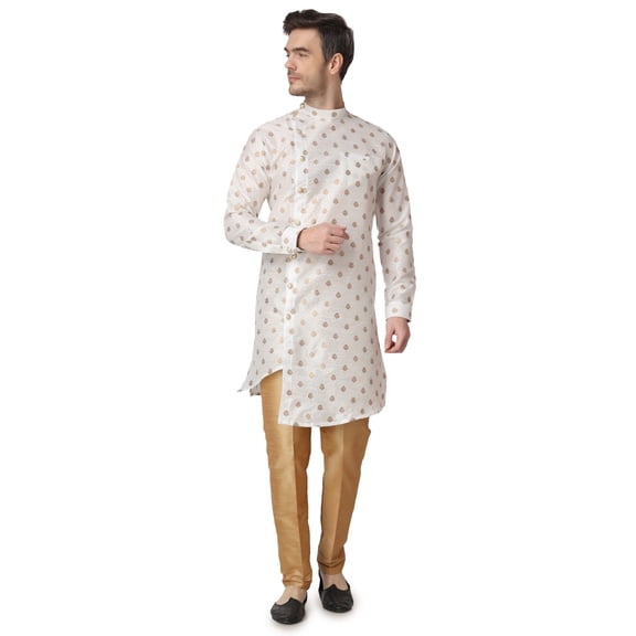 Royal Kurta Men's Jacquard Silk Printed Indowestern Sherwani