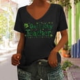 thumbnail image 2 of lcziwo Vacation Sales, Womens St Patrick's Day T-Shirt Short Sleeve Green Clover Tops Saint Patricks Shamrock Print Basic Tees Shirts Loose Casual U Neck Pullover Black S, 2 of 5