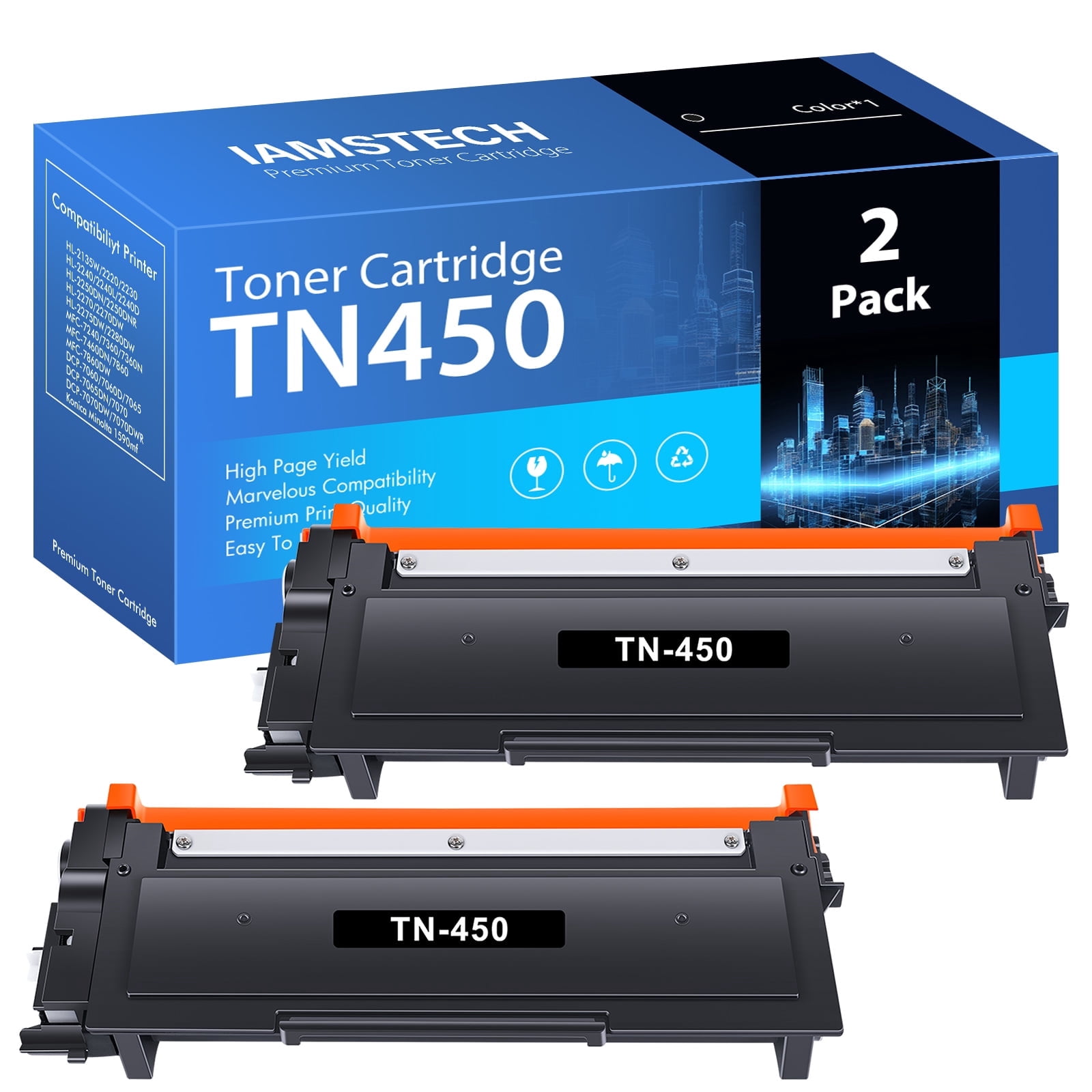 CS Replacement Toner Cartridge (2-Pack) - Compatible With Brother TN450 For HL-2275DW, MFC-7240 & More
