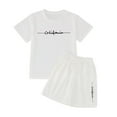 thumbnail image 3 of Girl Outfits Set White Short Sleeve T-Shirt and Shorts Set Girls 2 Piece Outfits 13-14 Years Girl Clothes Summer&nbsp;Clothing, 3 of 3