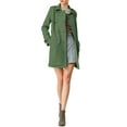 thumbnail image 3 of INSPIRE CHIC Women's Notched Lapel Double Breasted Faux Suede Trenchcoat S Green, 3 of 9