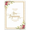 thumbnail image 1 of Darling Souvenir MADE WITH LOVE Personalized WelcomeSign/Banner,WelcomeTo Our New Beginning Custom Watercolor Flower With Border Wedding, Engagement PartySign- 18x12, 1 of 5