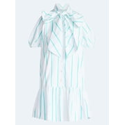 Free Assembly Women's Tie Neck Striped Cotton Mini Dress, Sizes XS-4X