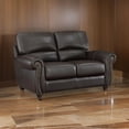 thumbnail image 5 of 63 Inch Loveseat, Dark Brown Top Grain and Faux Leather, Solid Wood, 5 of 7