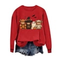 thumbnail image 3 of Staron Cute Halloween Sweaters for Women Round Neck Long Sleeve Loose Casual Oversized Fall Tops Red S, 3 of 4