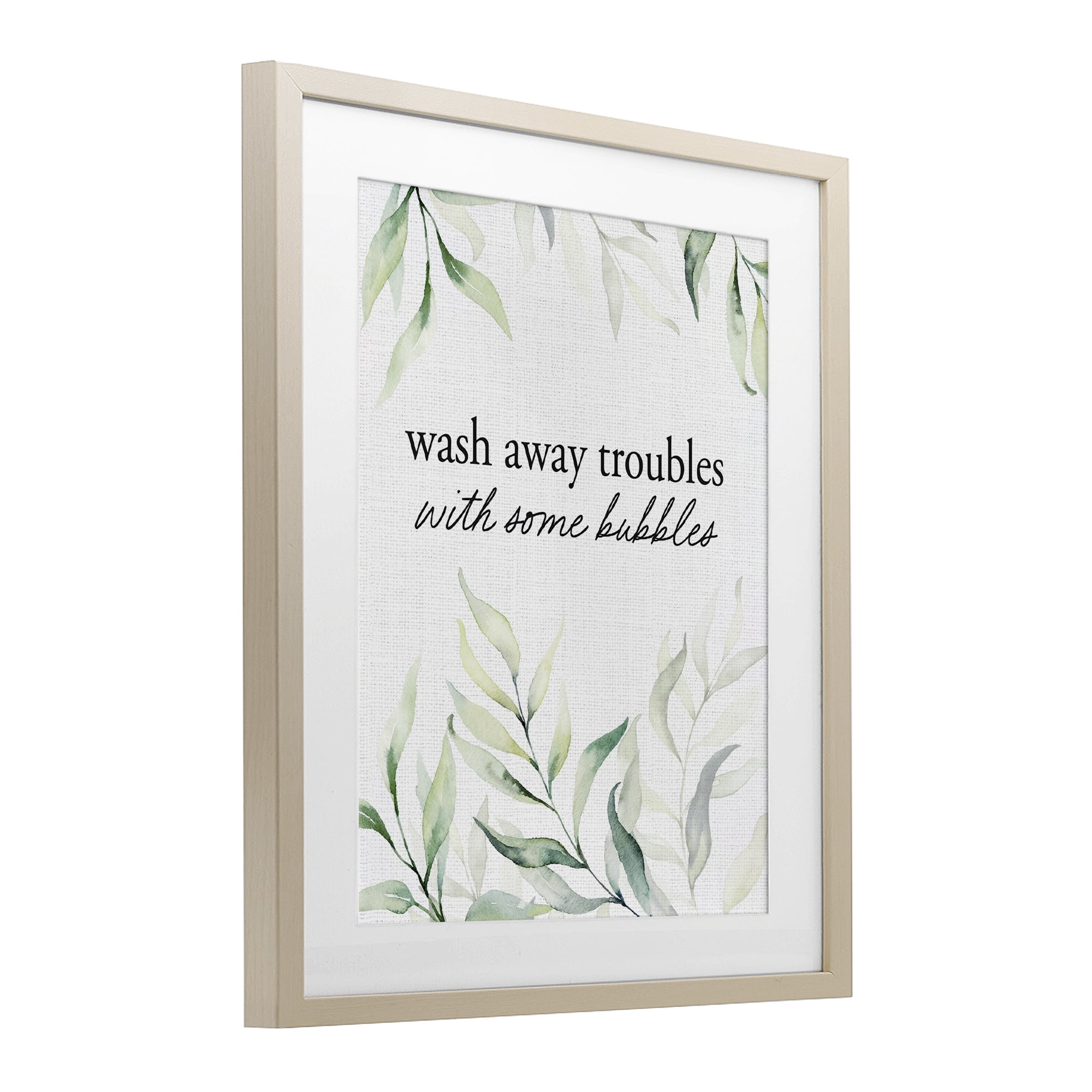 Zen Wash Away Troubles Birch Framed Print Under Glass, design by Lettered and Lined
