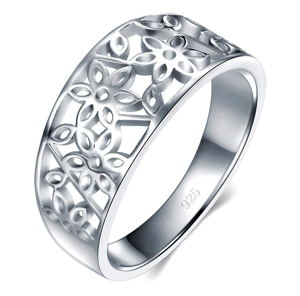 High Polish Cubic Zirconia Infinity and Heart Tarnish Resistant Comfort Fit Ring BORUO 925 Sterling Silver Ring