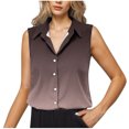thumbnail image 2 of TAGOLD Summer Casual Tops,Plus Size T-shirt Blouse for Womens, Women's V-neck Sleeveless Printed Casual Sleeveless Button Up Work Shirt, 2 of 5
