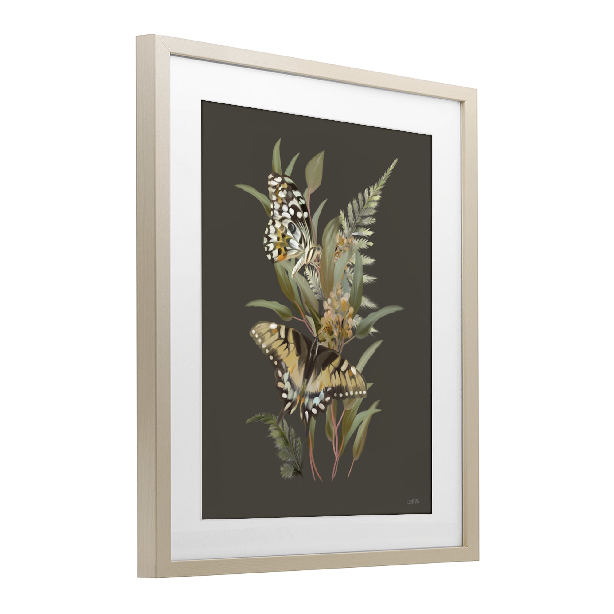 Stupell Industries Twin Swallowtails & Greenery Birch Framed Print Under Glass, design by House Fenway
