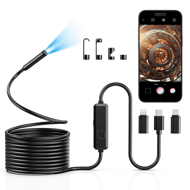 Cámara endoscópica Vorth 1920P HD Boroscope 5 m IP67 impermeable