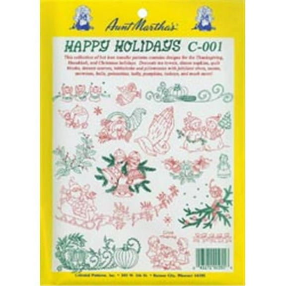 Aunt Martha'a Iron-On Transfer Collection-Happy Holidays, Pk 2, Aunt Martha's