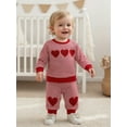 thumbnail image 5 of BemeyourBBs Toddler Baby Boy Girl Valentines Day Outfit Striped Heart Sweatshirt and Pants Set Spring Fall Winter Clothes, 5 of 9